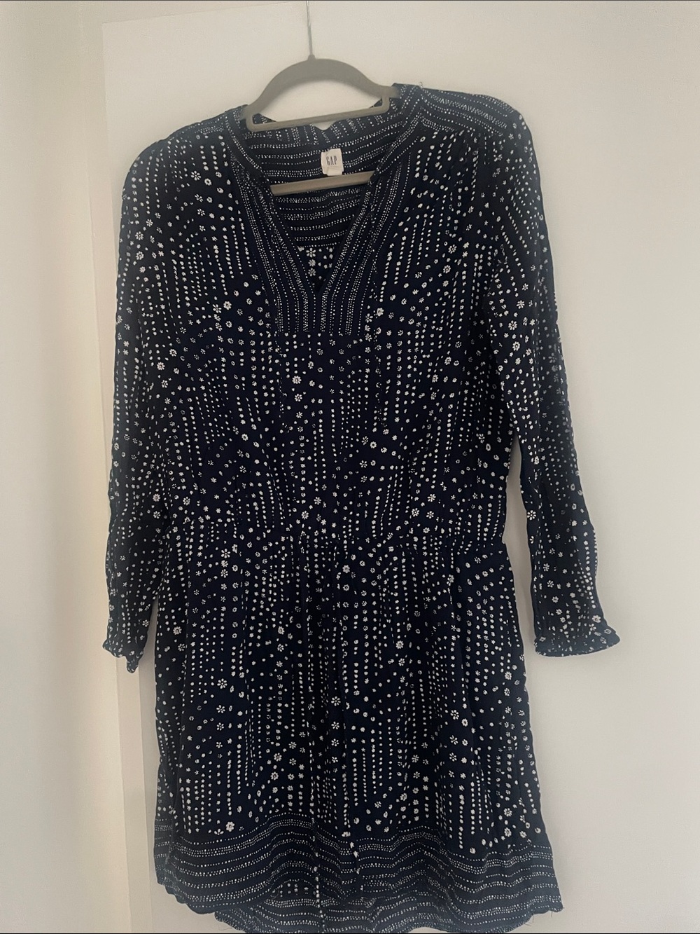 GAP Navy Blue Long Sleeve Dot-Print Dress